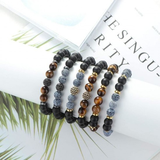 8MM Bead Bracelets For Men Women Lava Rock Lion Leopard Beaded Bracelets Set 8MM Bead Bracelets For Men Women Lava Rock Lion Leopard Beaded Bracelets Set